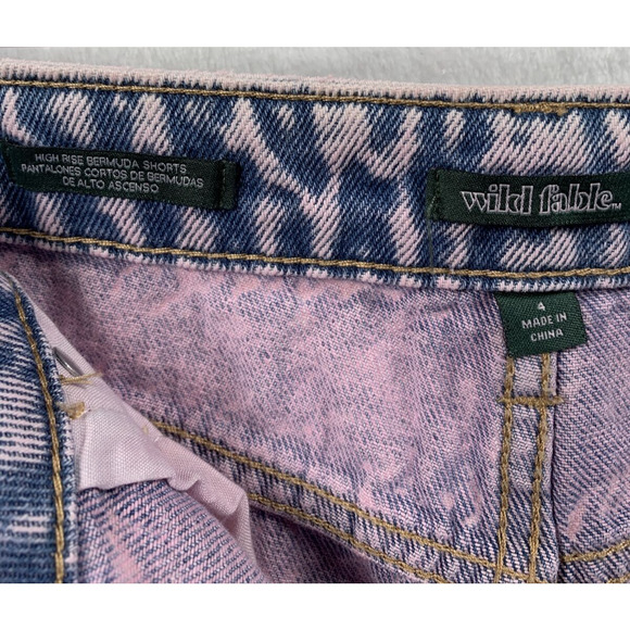 WILD FABLE Women's Pink Distressed High Rise Cut-Off Bermuda Jean Shorts Sz 4 - Picture 3 of 8